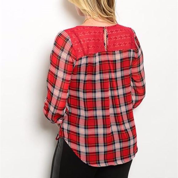 Red Plaid Plus Size Top - Picture 2 of 2