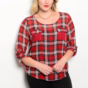 Red Plaid Plus Size Top