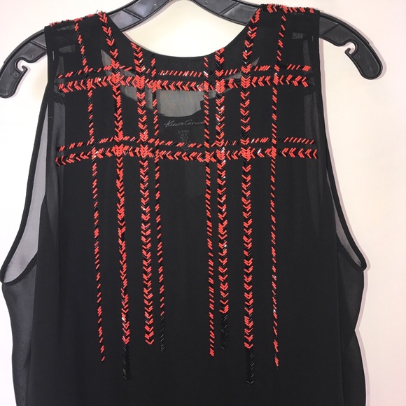 Kenneth Cole beaded chiffon blouse - Picture 2 of 4