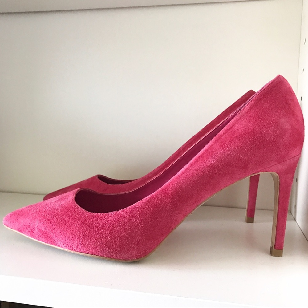 TOPSHOP Women's Pink Golden Mid Heel Court Shoes