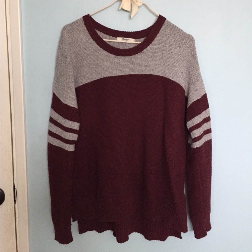 MADEWELL BURGUNDY GRAY KNIT PULLOVER SWEATER ✨