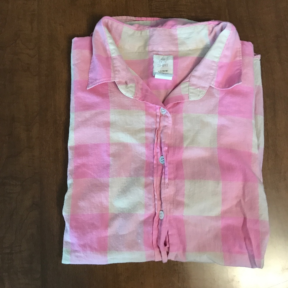 J.Crew Pink and Cream Plaid Button Up