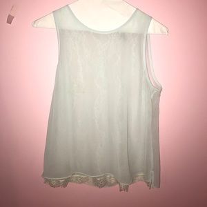 Sheer Light Blue Tank Top with Lace Underneath
