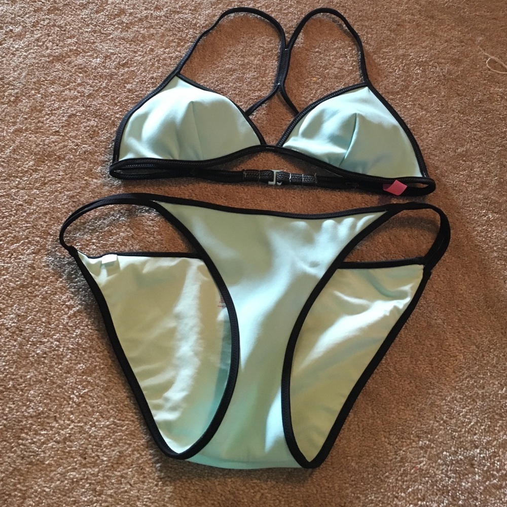 Baby blue and black VS swimsuit (worn once)