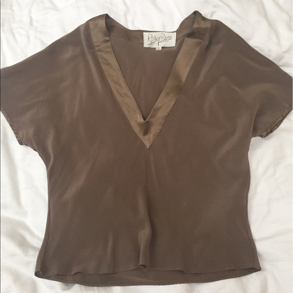Rory becca silk taupe top