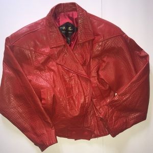 Edgy Del Toro 80s vintage Red Leather jacket