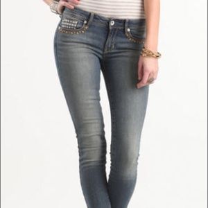 Pacsun Medium wash studded skinny jeans