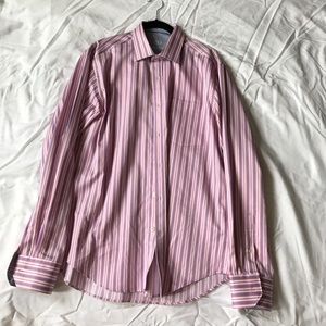 Blue Pink and White Striped Button Down Shirt