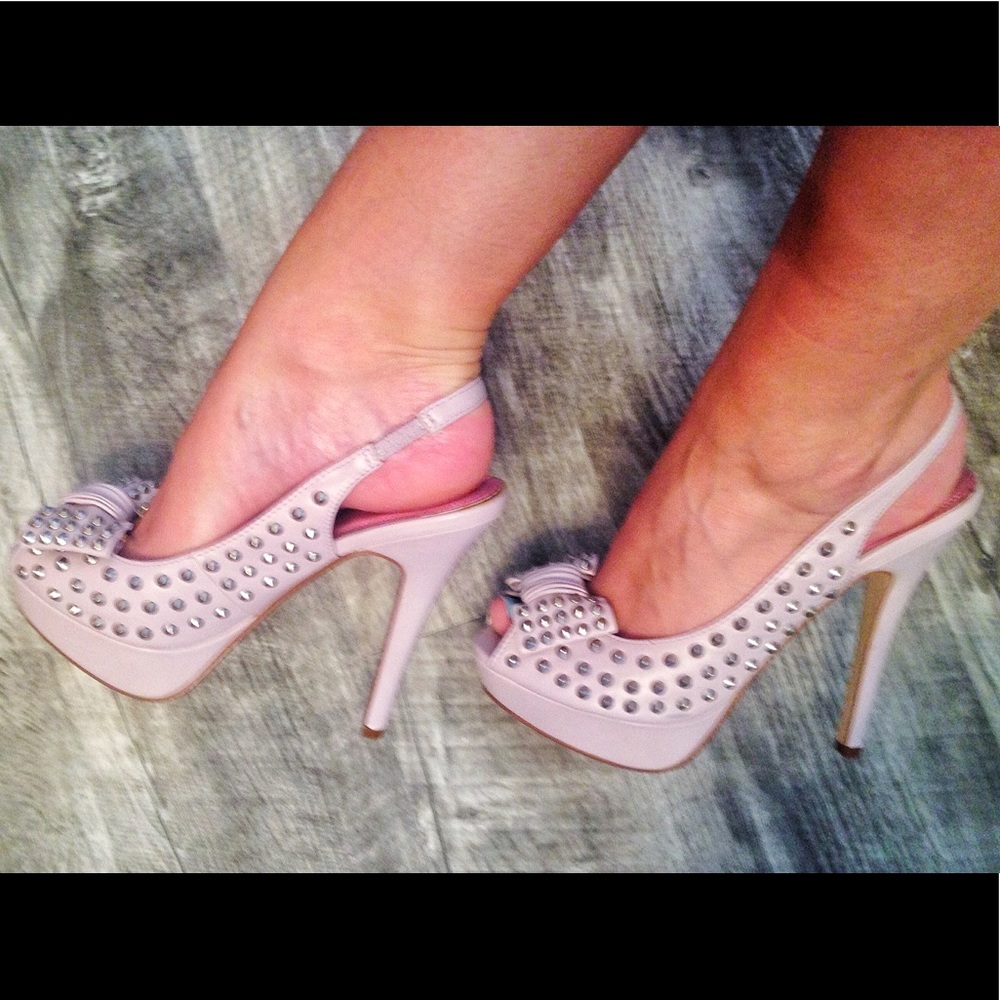 Lavender Studded Sling Back Pumps