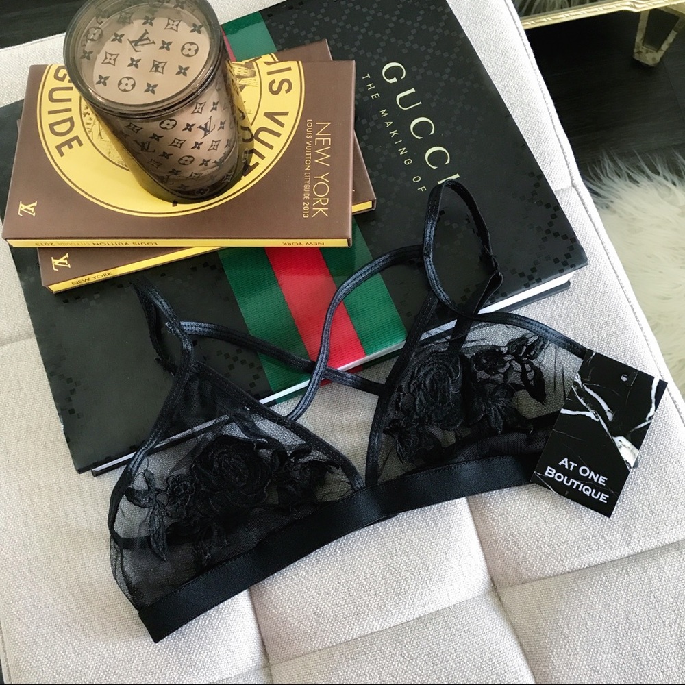 SOLD OUT // Modern Floral X Mesh Bralette - Picture 3 of 5