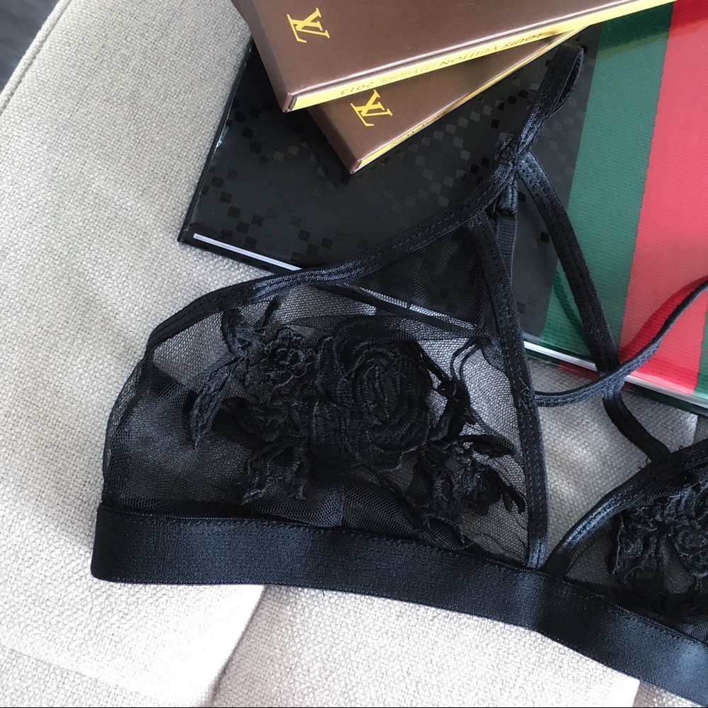 SOLD OUT // Modern Floral X Mesh Bralette - Picture 4 of 5