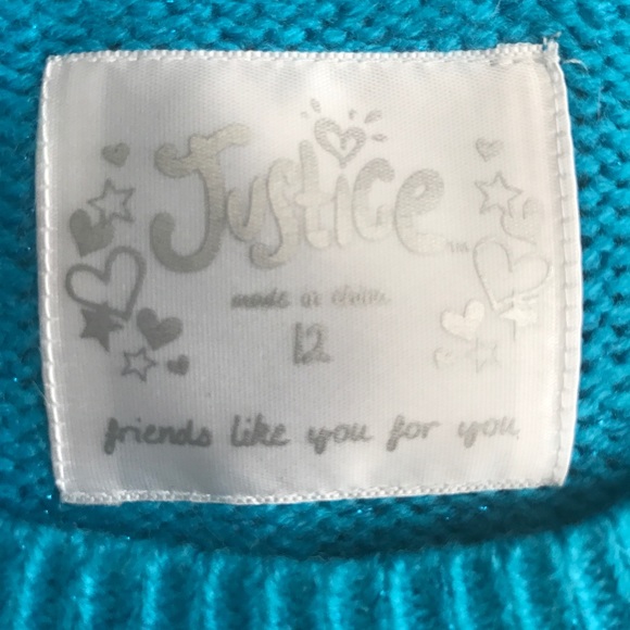 SOLD Justice sequined sweater dress teal blue - Picture 2 of 3