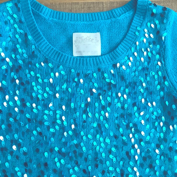 SOLD Justice sequined sweater dress teal blue - Picture 3 of 3