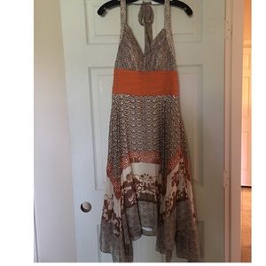 Sangria Assymetrical Silk Sleeveless Dress