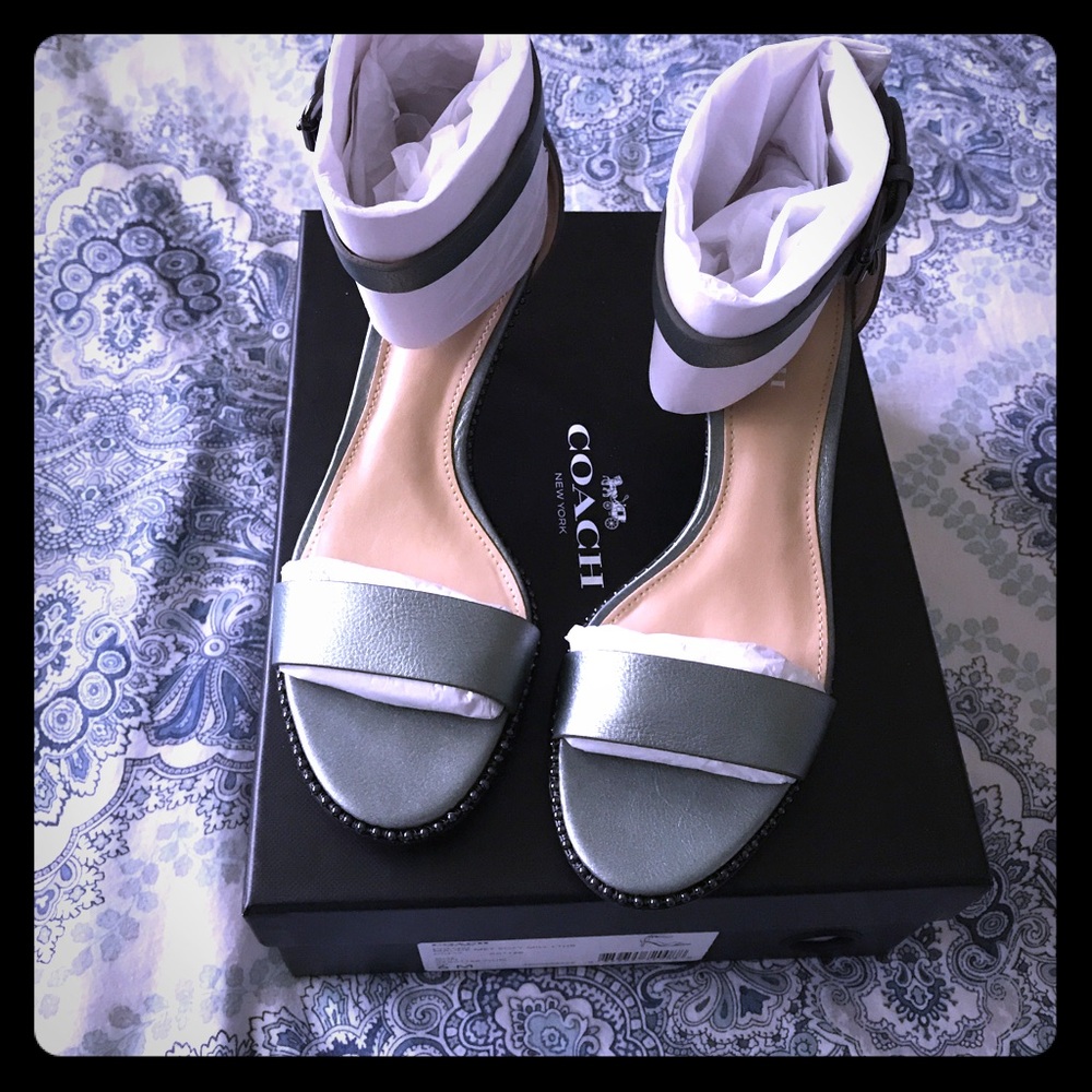 Coach Maude Ankle Strap Ball Chain Studded Sandals