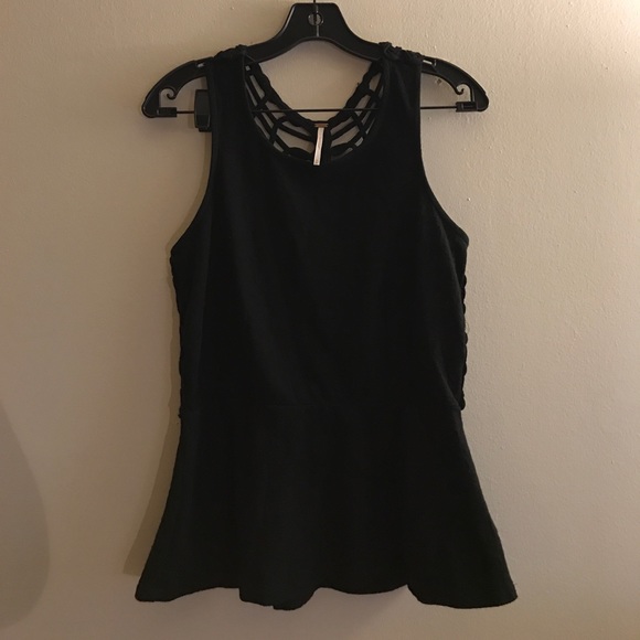 Free People black peplum top - Picture 1 of 5