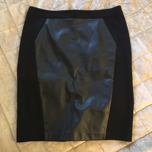 Loft Black Pencil Skirt with Faux Leather Panel