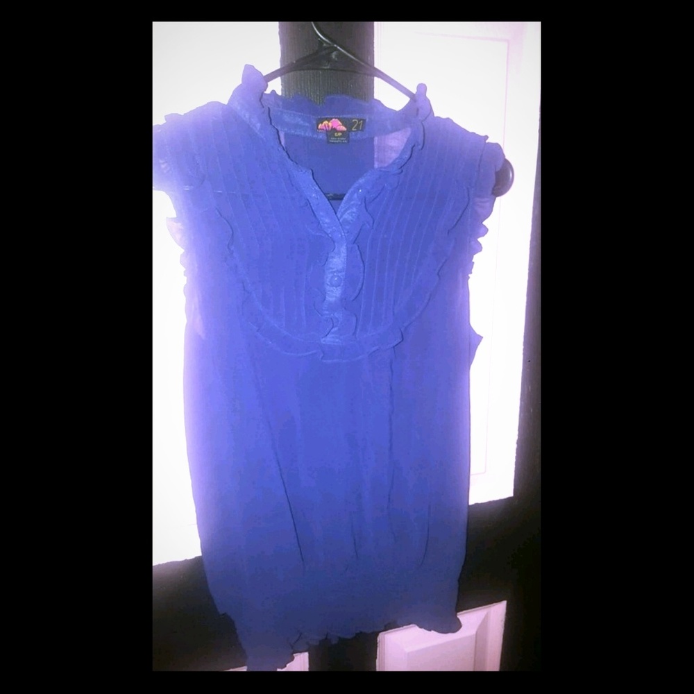 Royal blue sheer tank top