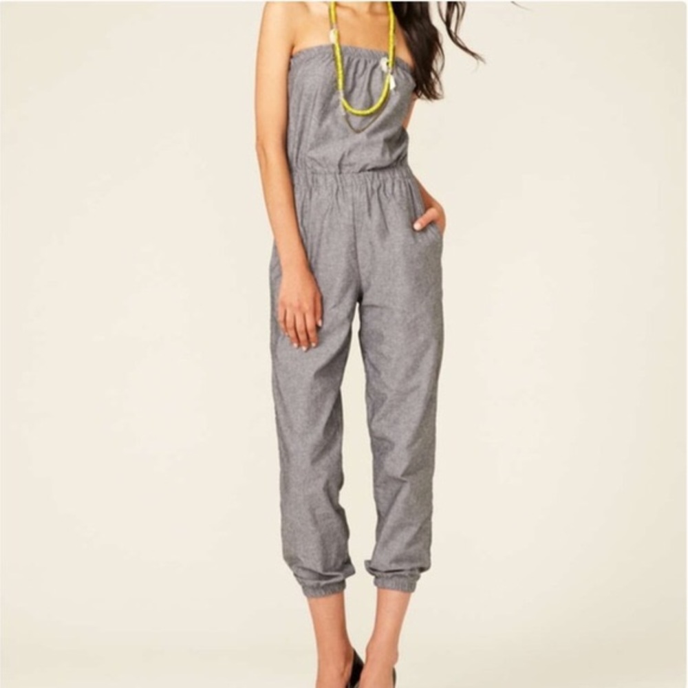 American Apparel Chambray Strapless Jumpsuit