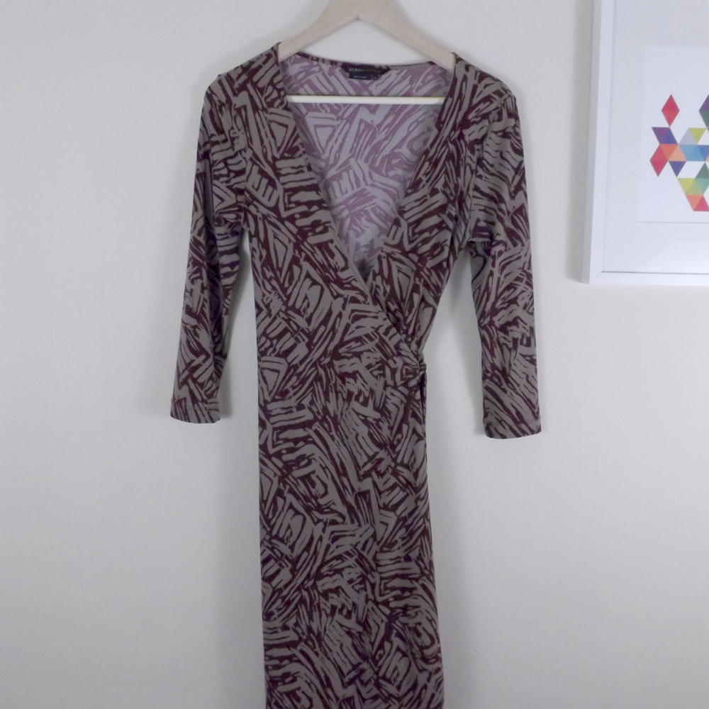 BCBG Maxazria Abstract Print Wrap Dress