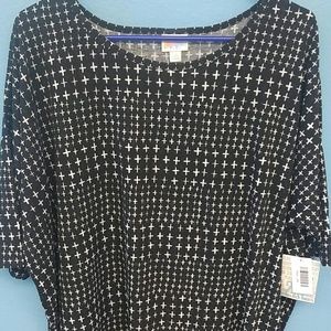 NWT LuLaRoe 2XL Irma. Black, white & grey crosses.