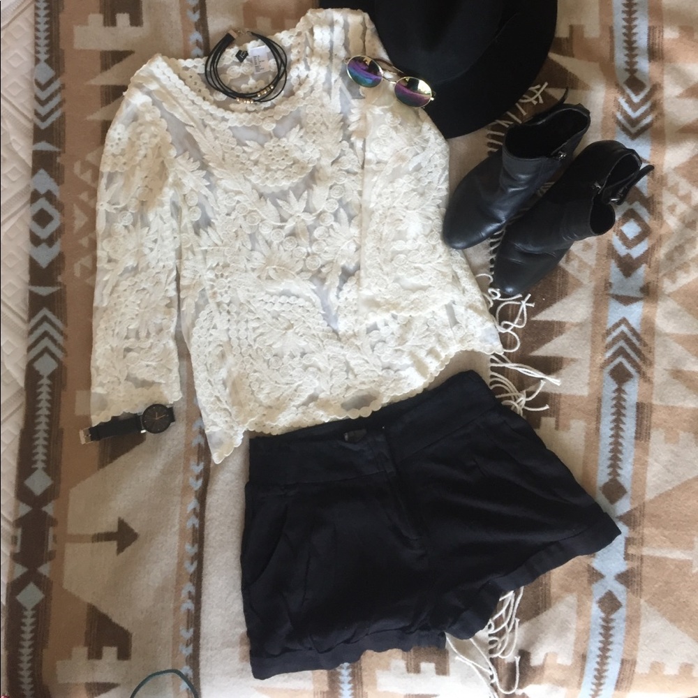Divided Sheer White long Sleeved Lacy Top