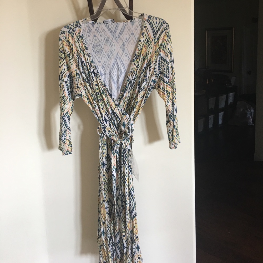Multi color faux wrap dress. From Stitch Fix.