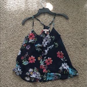sheet floral racerback tank top