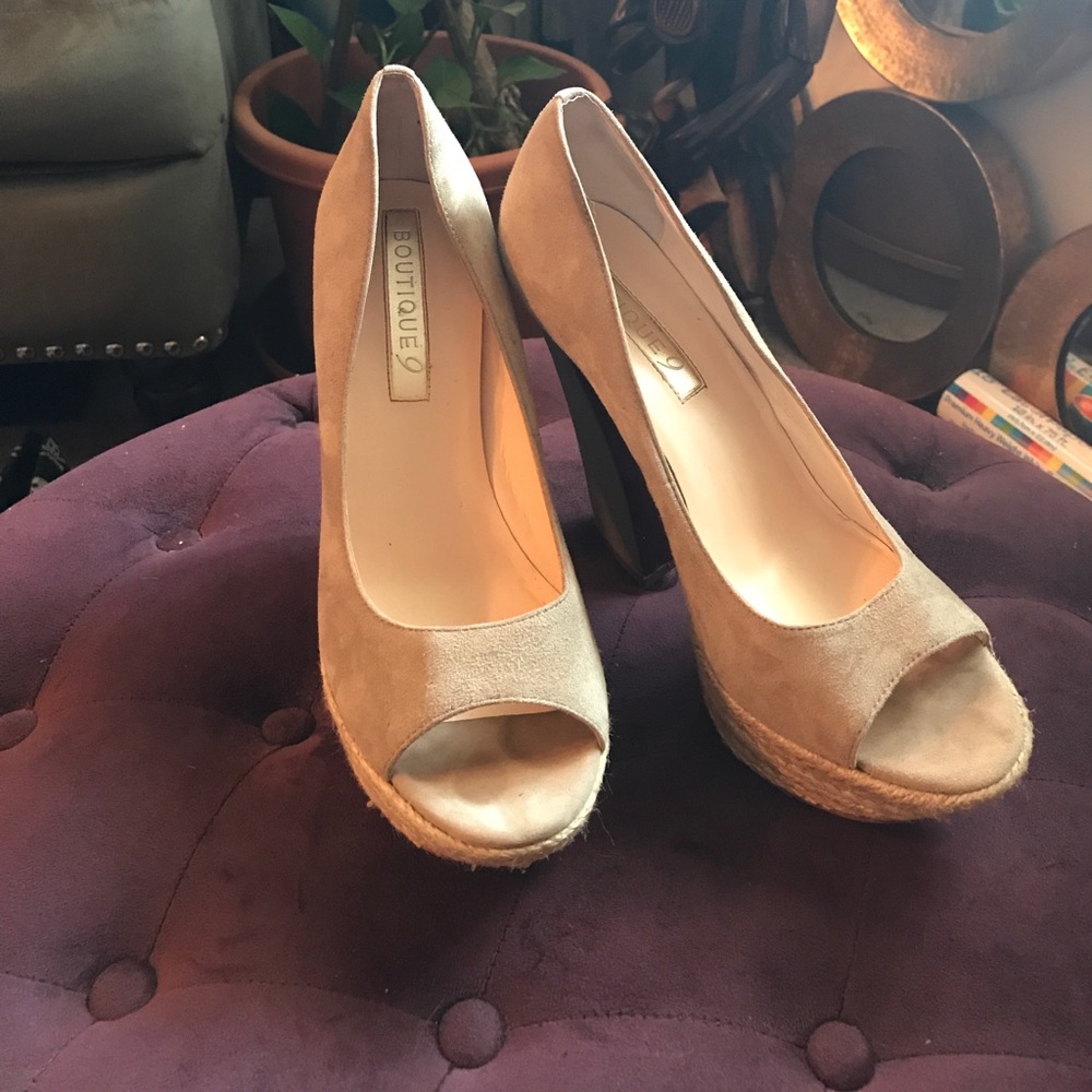 Two Toned Grey Espadrille Heels
