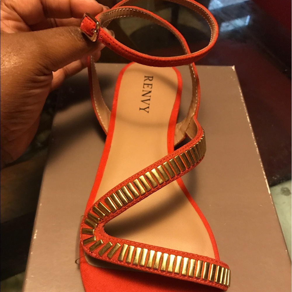Renvy leather/suede red sandals