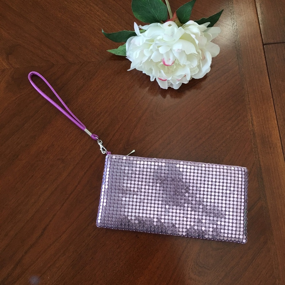 RSVP light purple sequin wristlet or make up bag