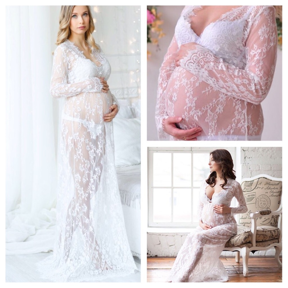 Maternity lace Maxi dress white Keepsake gift BOX!