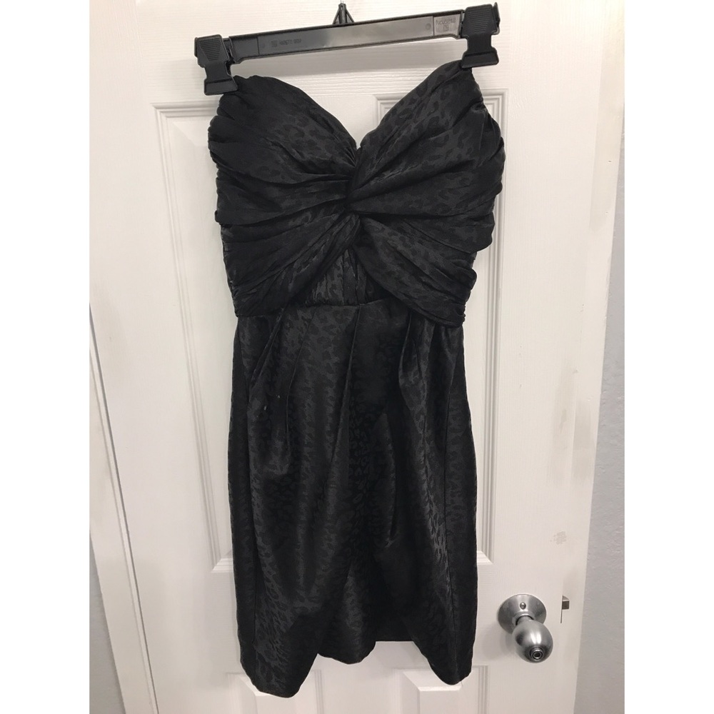 New Black leopard print strapless dress