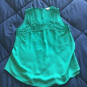 Green cut out tank top