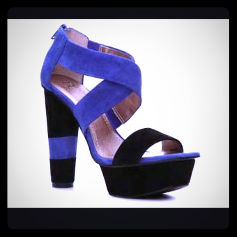 Suede color block heel
