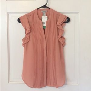 H&M hidden button ruffle sleeve top