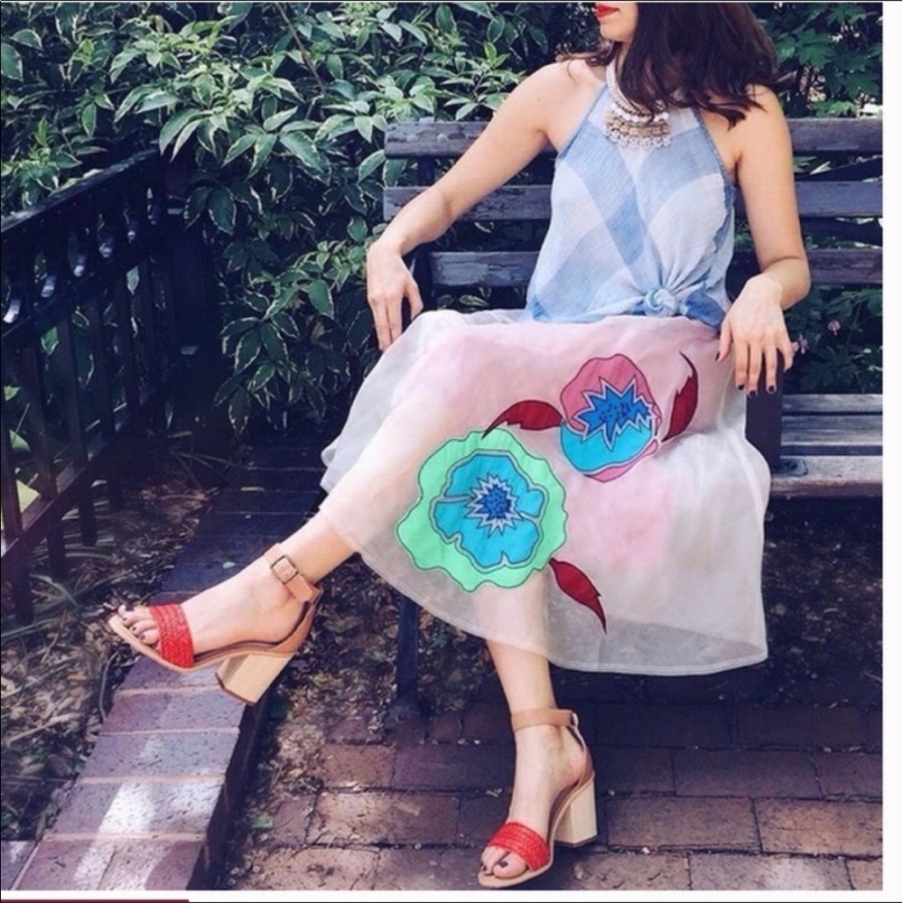 ANTHROPOLOGIE floral appliqué skirt