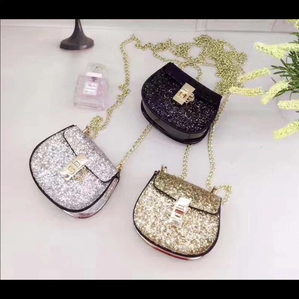 Glitter Material Silver Purse
