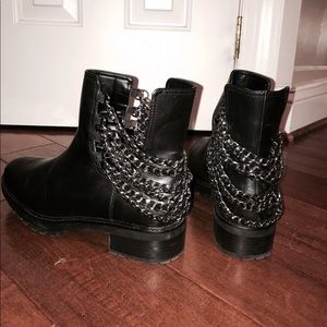 Zara black leather chain boots