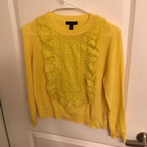 Jcrew yellow eyelet lace sweater