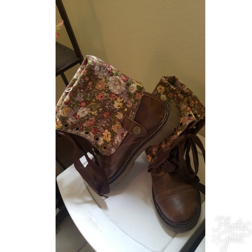 Floral Combat Boots