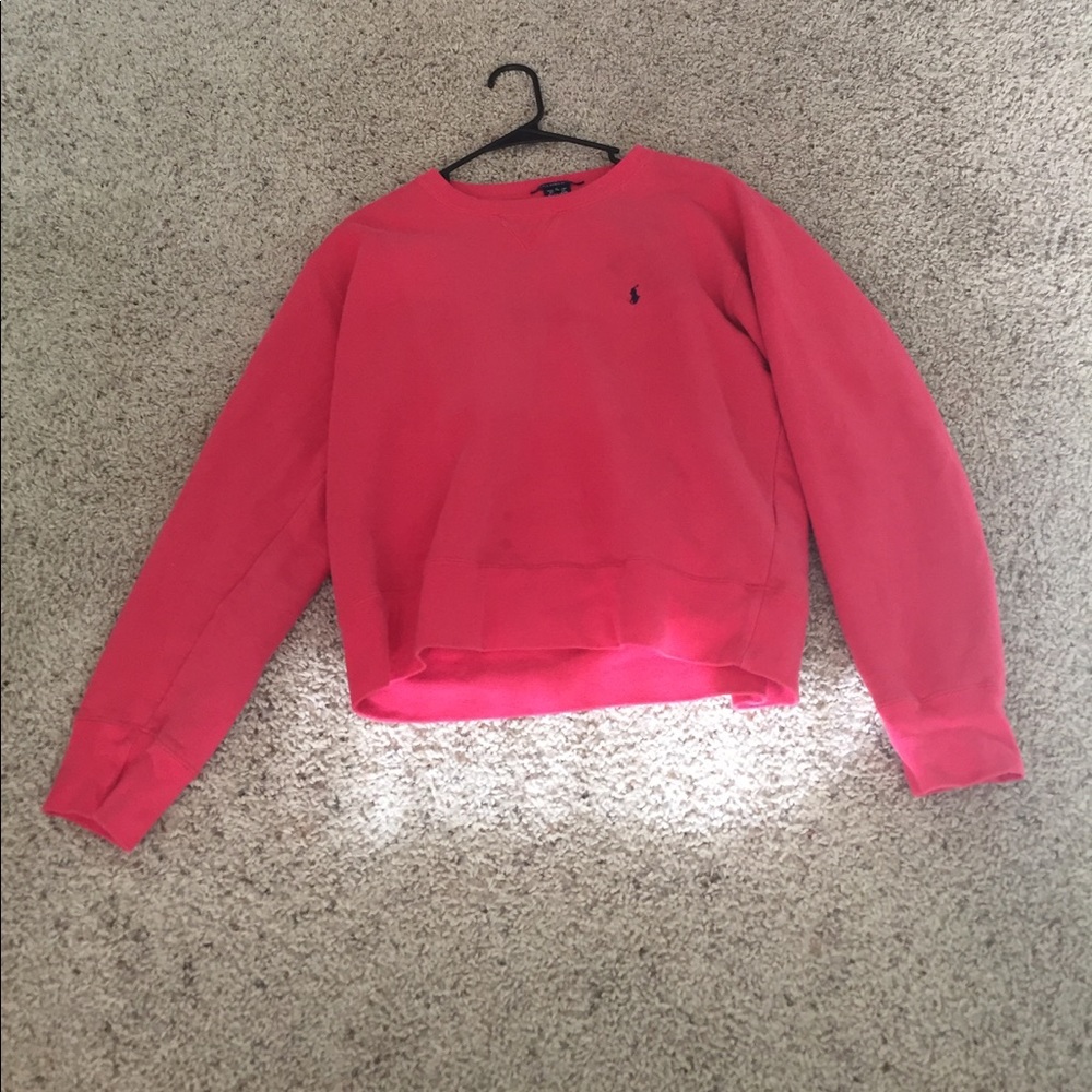 coral ralph lauren cropped sweater