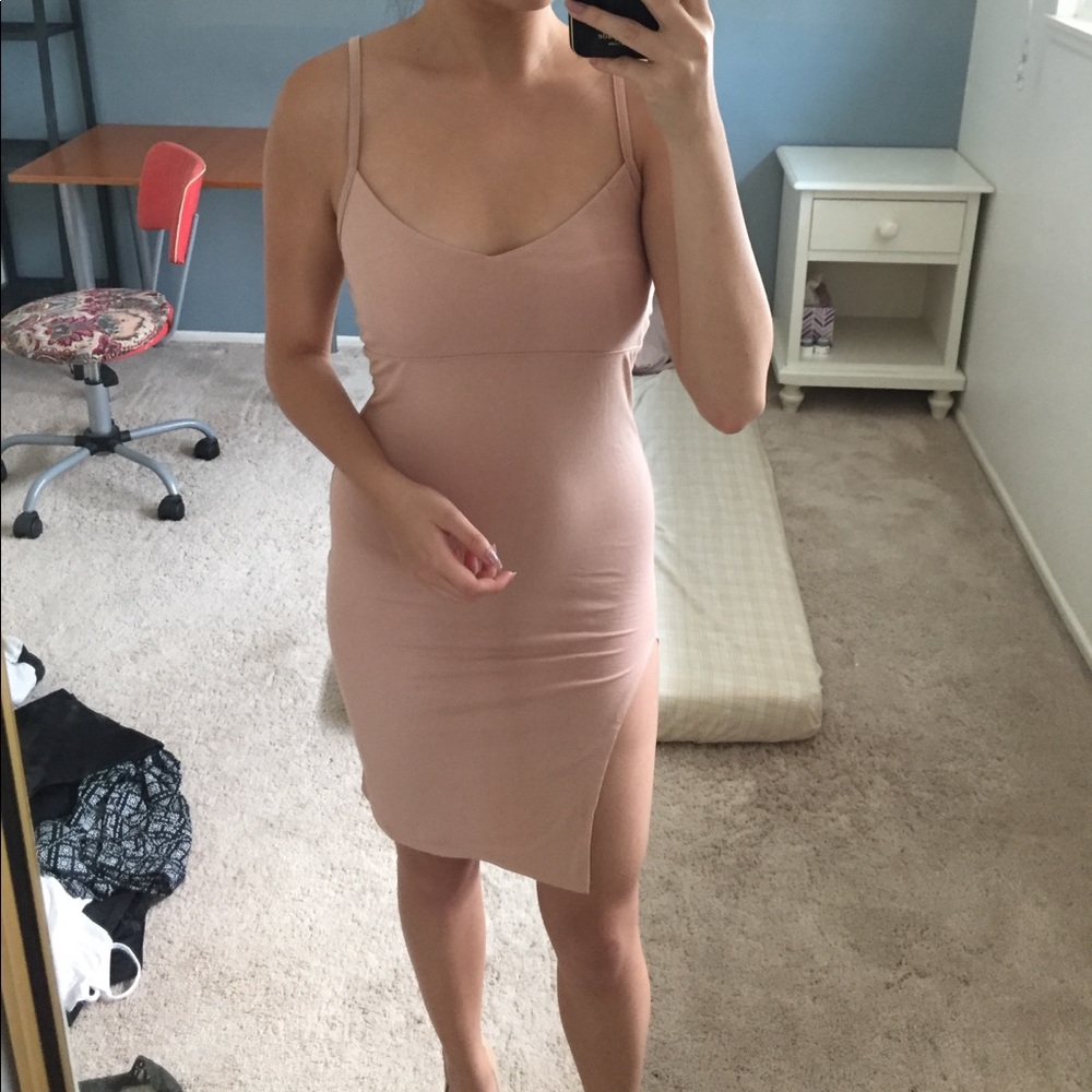 ASOS Blush Nude Side Slit Midi Dress Small ✨✨✨