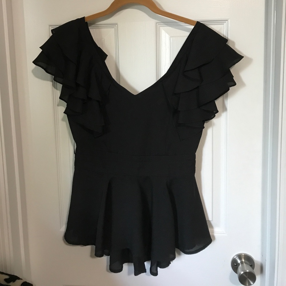 Black ruffled top