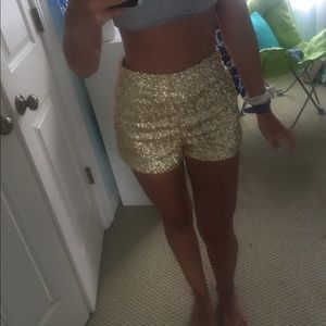 High waisted glitter shorts