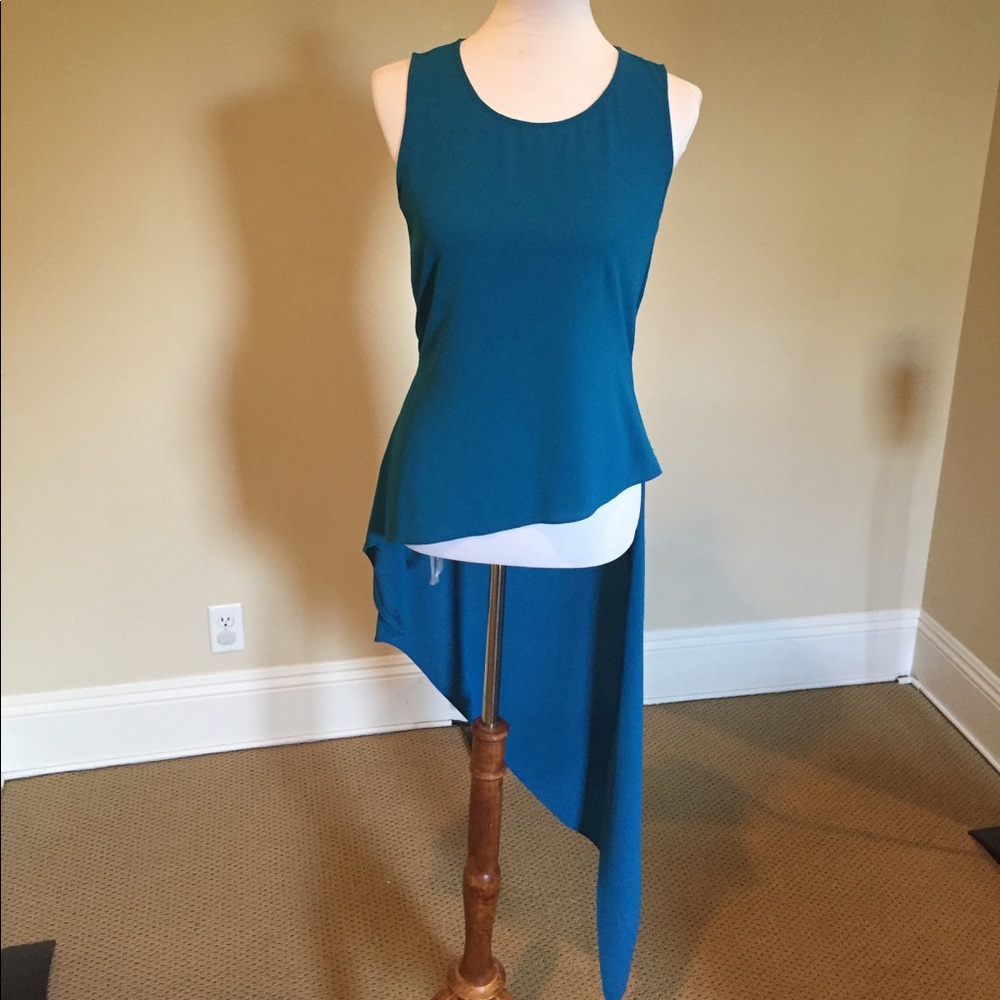 BEBE blue asymmetrical top S/M