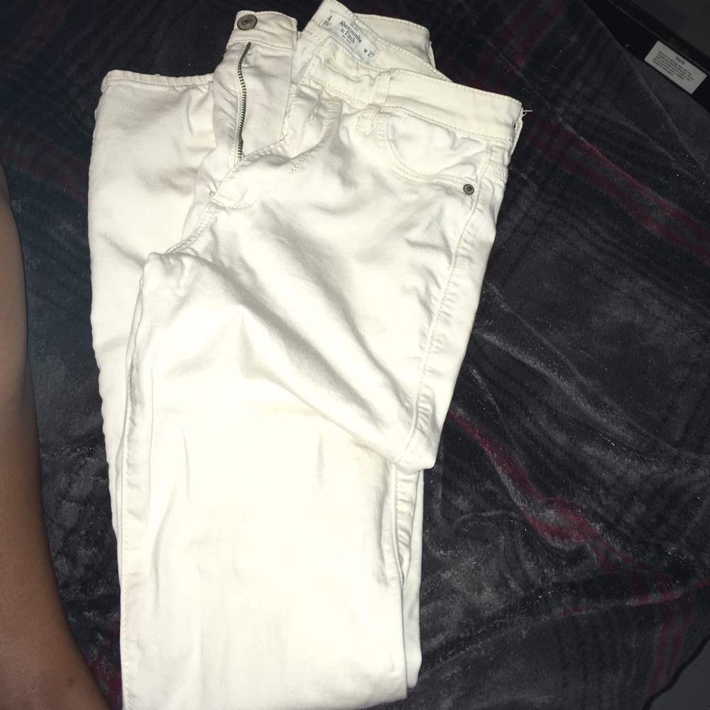 All white Abercrombie and Fitch High waisted Jeans