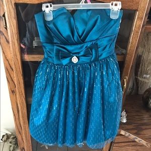 Satin teal dress