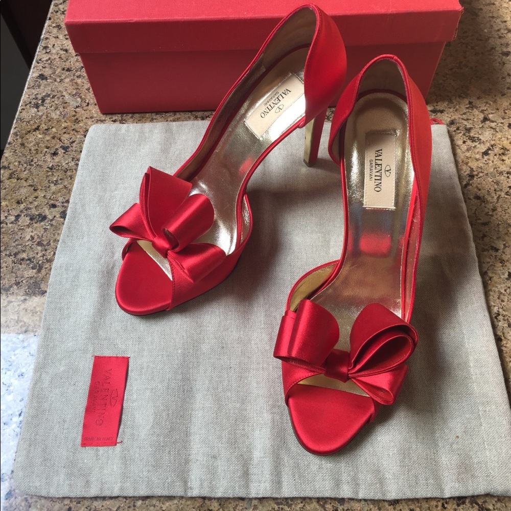 Valentino Satin Bow D'orsay Peep Toe