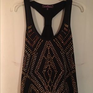 Black tank with metallic studs